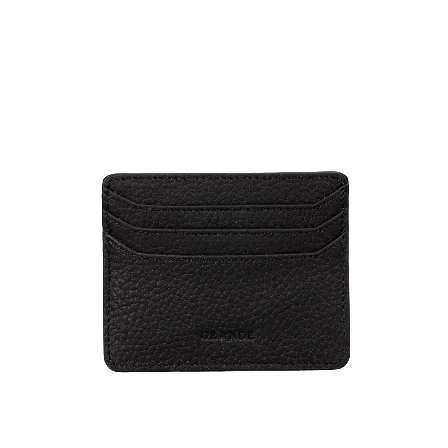 grande 3633 Genuine Leather Card Holder For Women and Men Super Slim Minimalist Small Snap Wallet (Black)