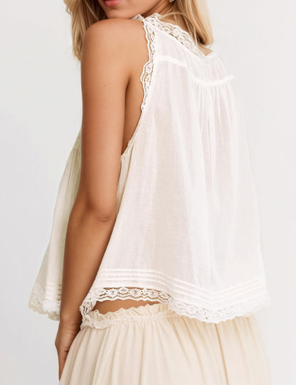 Womens Summer Boho Lace Tie Front Tank Beach Vacation White Tops People Free Dupes Tops Button Down Sleeveless Blouses Ruffled Chiffon Mesh Chiffon Crop Fashion Cute 2025 Y2K Tank Top Clothes
