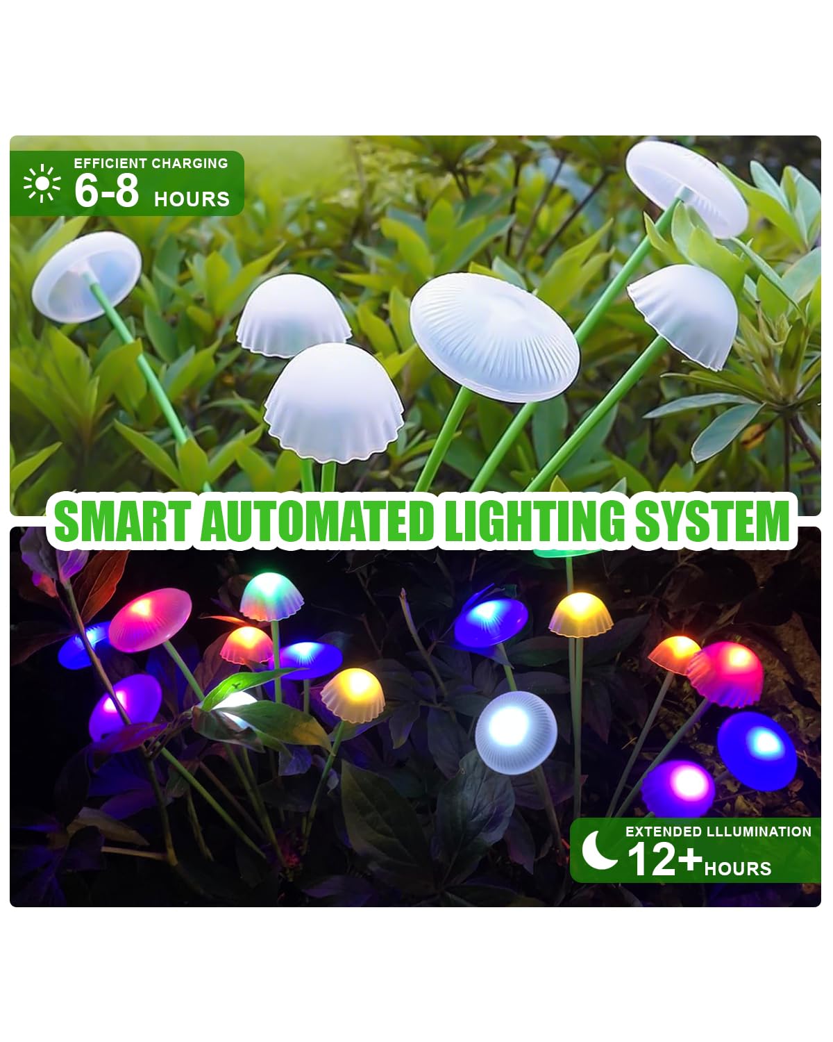 Solar Mushroom Light Outdoor Waterproof,Garden Patio Decorative 4 Colour Lights for Patio Lawn,Landscape Lighting Large Bulbs,Starlight Windswept Lights,Great Gift for Women for Gardening,2 Packs