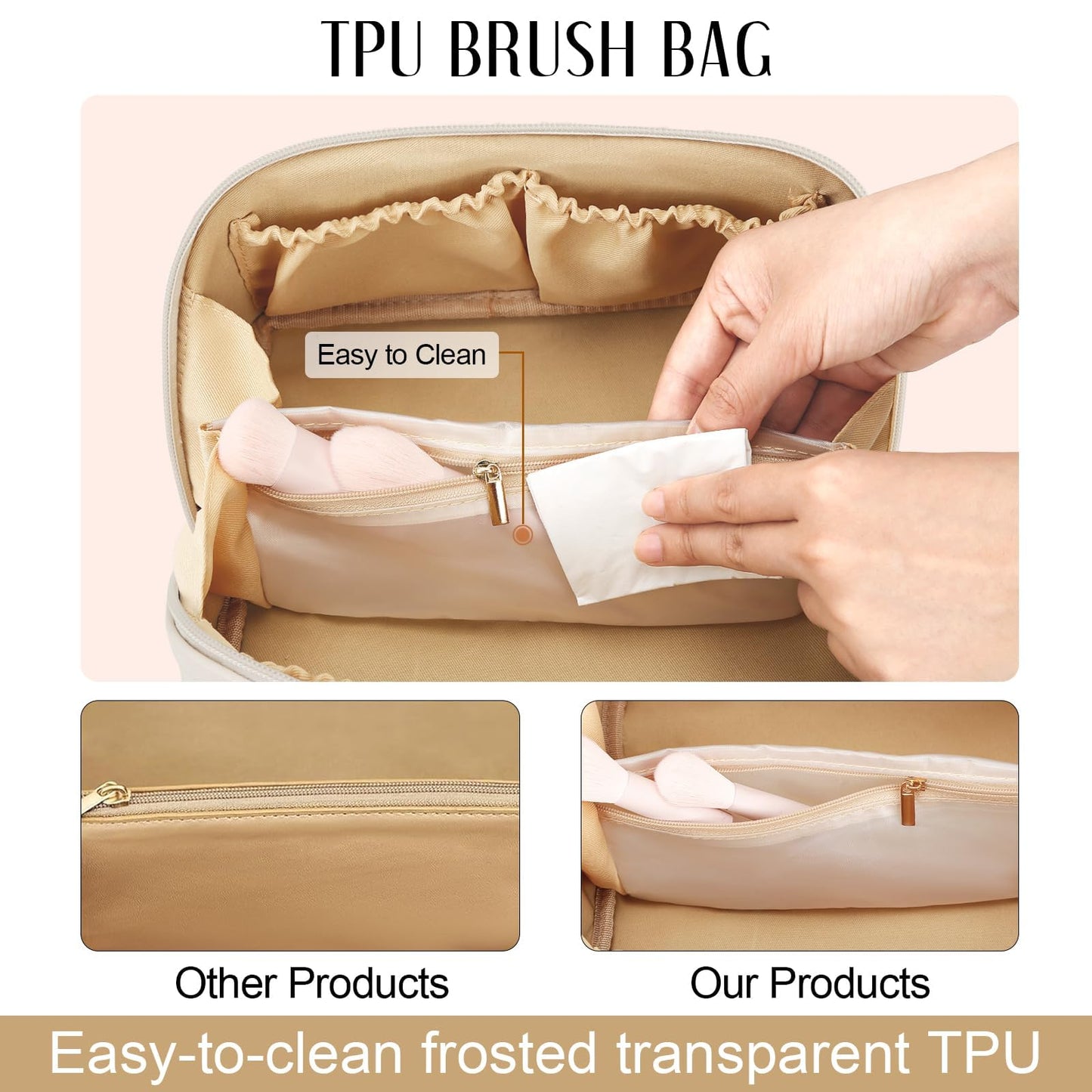 CLOUDWINGS Personalized Birthday Gifts for Women - Initial Makeup Bag Waterproof Travel Makeup Organizer with Compartments PU Leather Cosmetic Travel Toiletry Bag (CheckeredBeige,A)