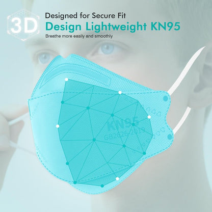 LEMENT KN95 Face Masks - 100 Pack Breathable Comfortable Disposable Masks For Adult, Filter Efficiency≥95%, Elastic Ear Loops, Blue