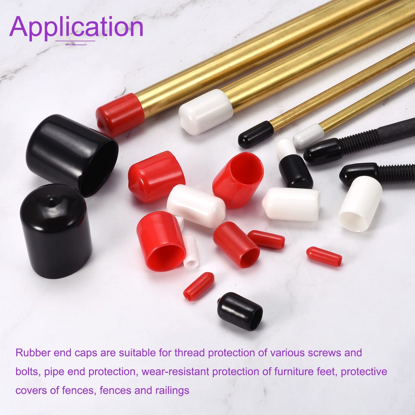 DMiotech 50 Pack 3/32" ID Black Screw Thread Protectors Rubber End Caps Bolt Covers for Screw Bolt Furniture Pipe