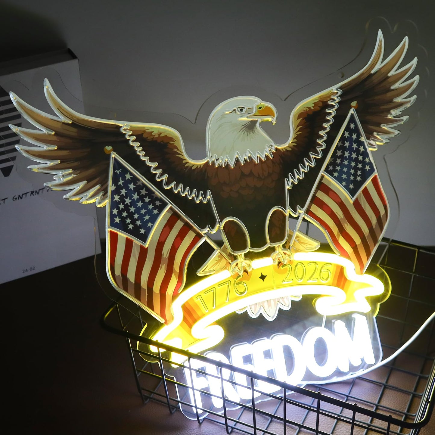 WittyRhE United States 250th Anniversary Neon Lights USA 250th Neon Signs Wall Decor for Bedroom Bar Livingroom Gift Art for Christmas Party-Dimmable-15.75 x 12.8IN-USB Powered-Acrylic