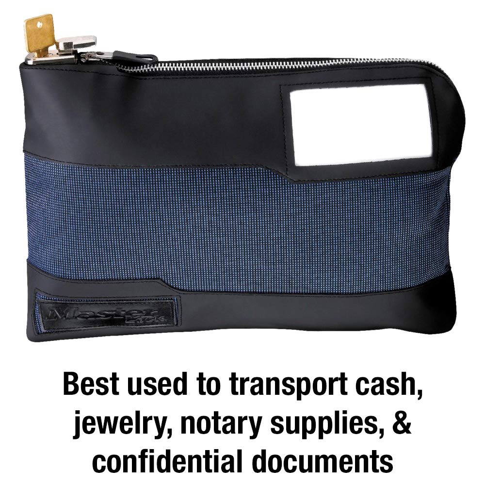 Master Lock Money Bag with Key Lock and Zipper for Cash, 11-1/2 in. Long Locking Portable Travel Money Pouch Protects Passports, Valuables, 7120D, Blue