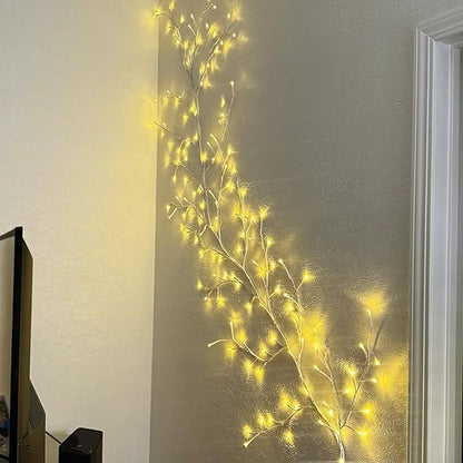 2pcs Enchanted Willow Vine Lights with Remote, NIDISETPJAS Christmas Swags Decorations Indoor Room Decor, 18 Branches 144 LEDs Lighted Willow Vine Lights for Walls Bedroom Home Decor, White Branch