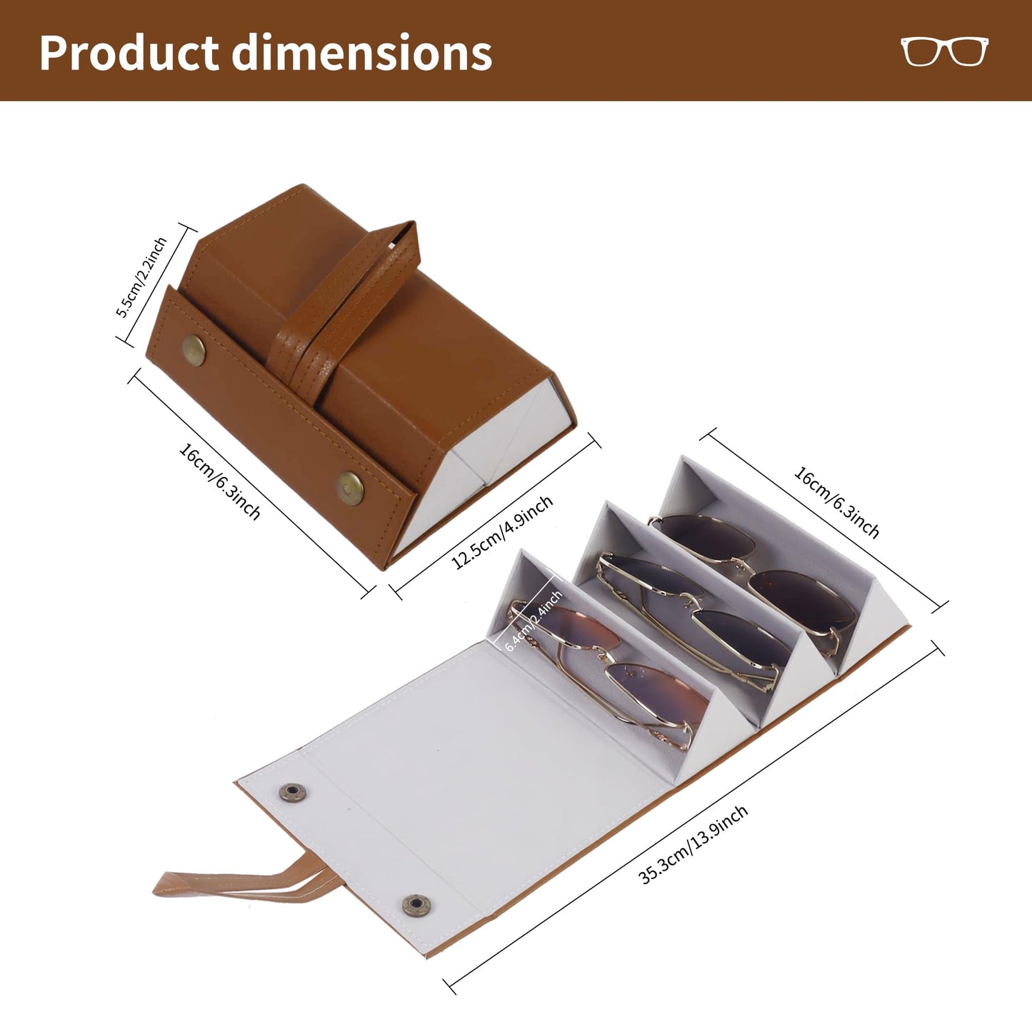 GSHLGAO Sunglasses travel Case, Sunglasses travel case with 3 slots, foldable and pendable travel sunglasses case，Portable Eyeglasses Holder Glasses Storage