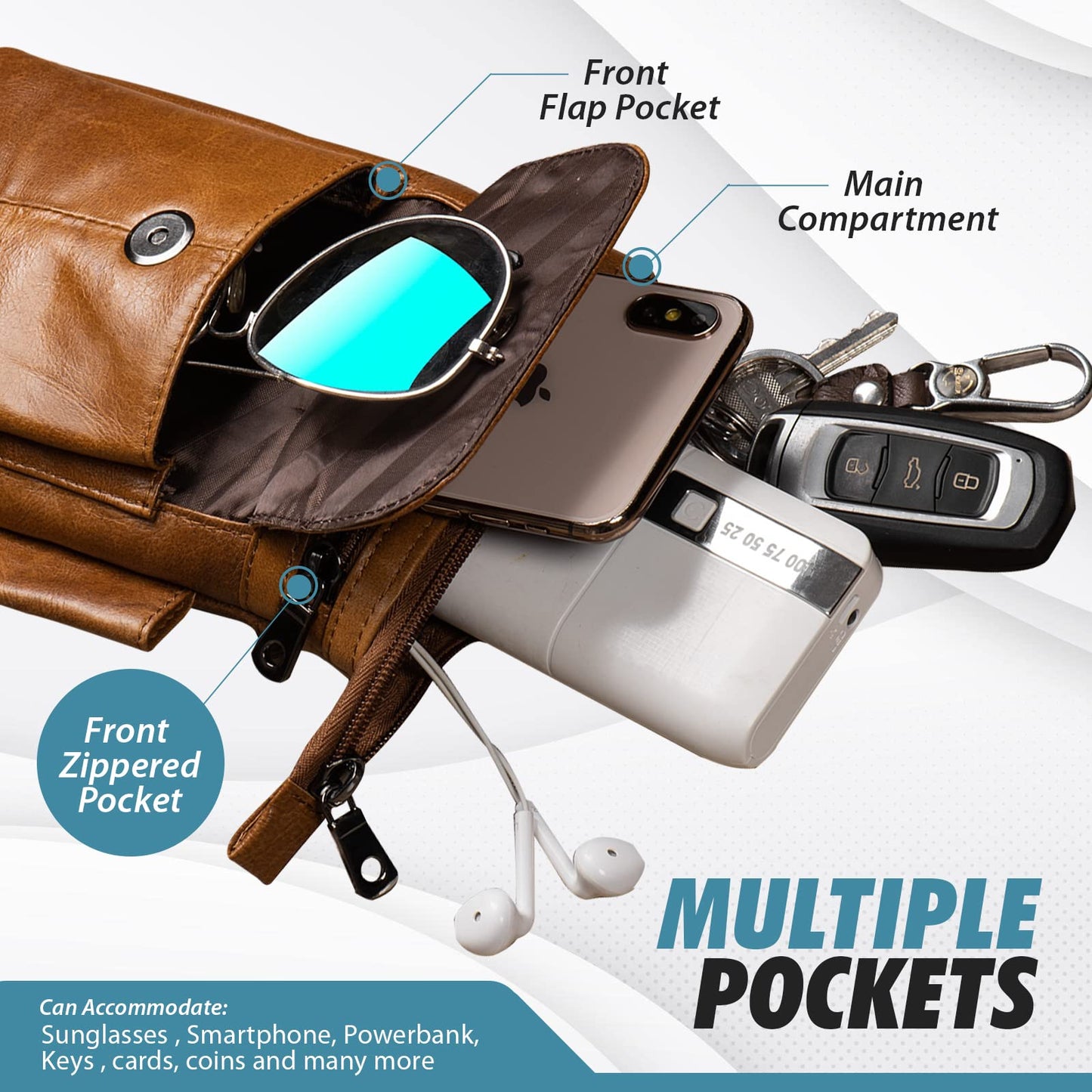 Hengwin Genuine Leather Cell Phone Holster Fit for iPhone 17 16 15 14 13 Pro Max Samsung Galaxy Note9 S24 S25 Ultra Wallet Case with Belt Clip Passport Pouch Small Crossbody Purse Shoulder Bag (Brown)