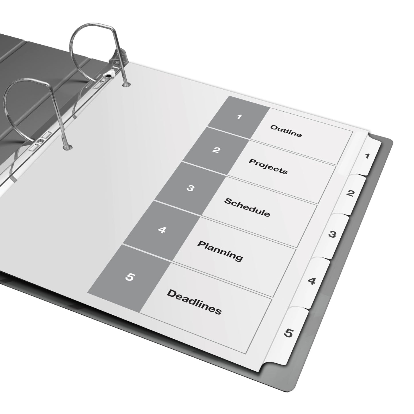 Davis Group 1-5 Index Tab Dividers for 3 Ring Binders, Customizable Table of Contents, 6 Sets