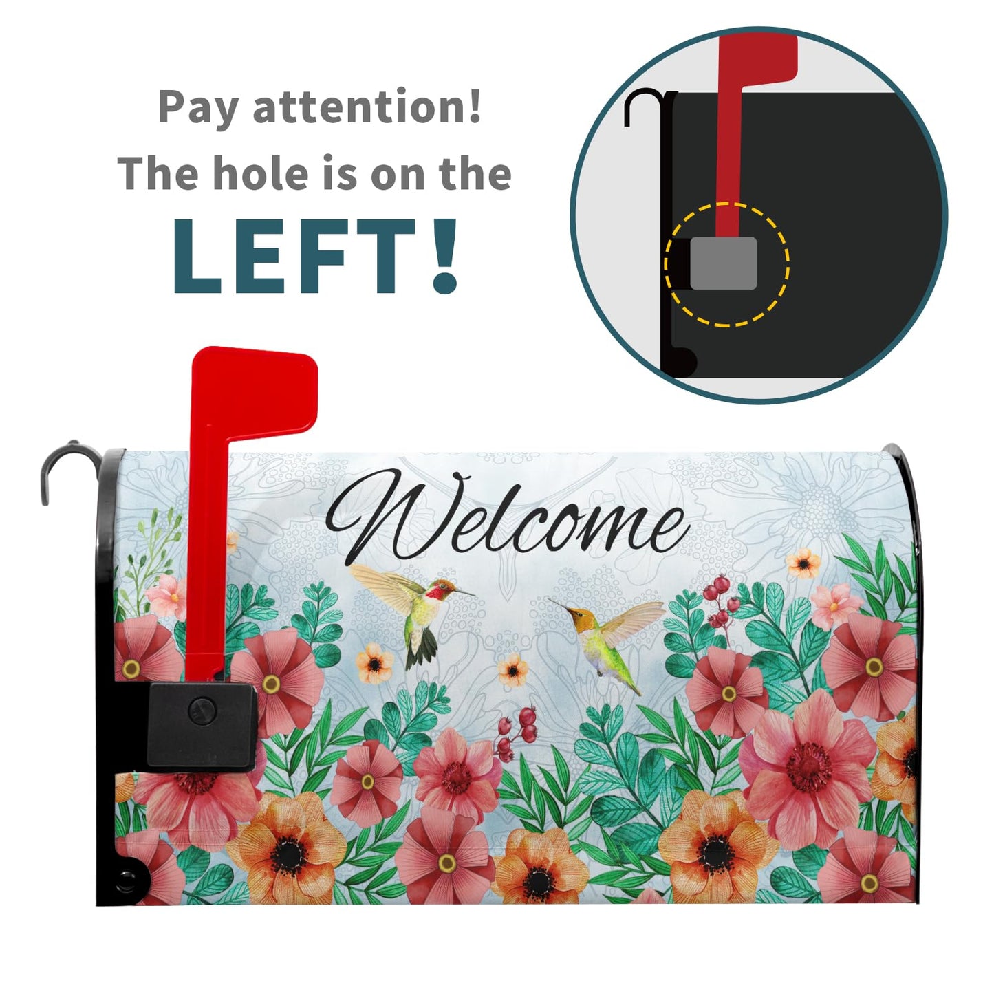 Spring Summer Hummingbirds Magnetic Mailbox Covers Summer Blooming Flowers Welcome Mailbox Wraps Standard Size 25.5x21inch Spring Decor Post Letter Box for Home Garden Yard