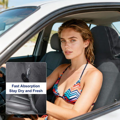 nomiou Waterproof Sweating Car Towel Seat Cover for Gym Workout, Running, Swimming, Beach and Hiking, Universal Fit Non-Slip Towel Bucket Seat Protector for Cars SUV Trucks (Black)