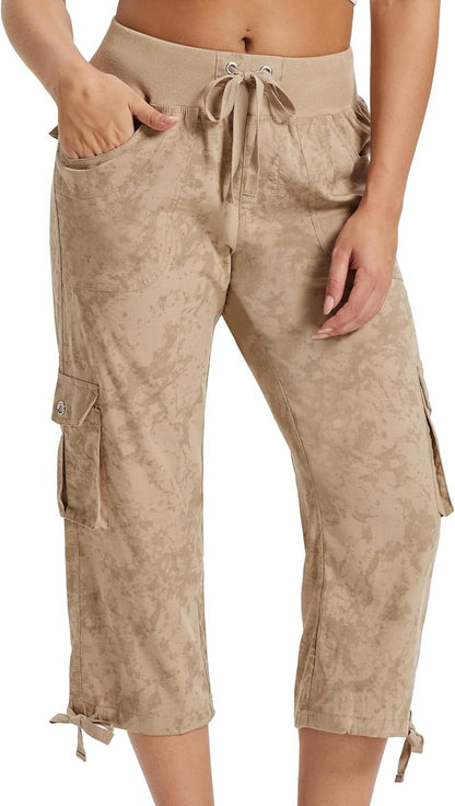 Womens Capris with Pockets - Lightweight Casual Cargo Pants | Loose Fit for Hiking