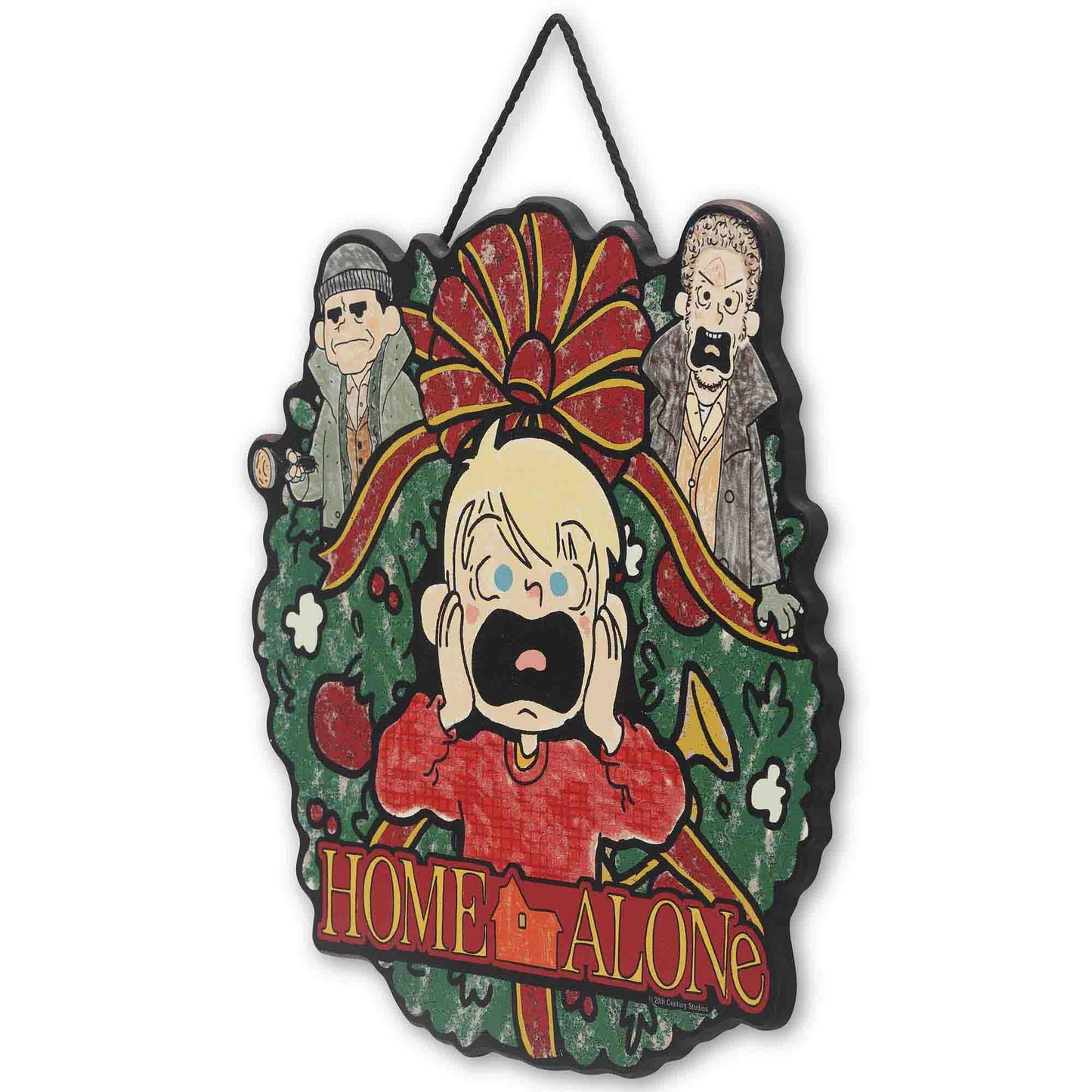 Disney Home Alone Holiday Wreath Hanging Wood Wall Decor - Fun Home Alone Sign for Christmas Decorating