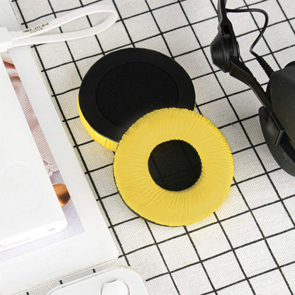 Geekria Leatherette Replacement Ear Pads for Sennheiser HD25, HD25-II, HD25SP, HD25SP-II, Limited 75th Anniversary Edition Headphones, Ear Cushions with Video Guide (Yellow)