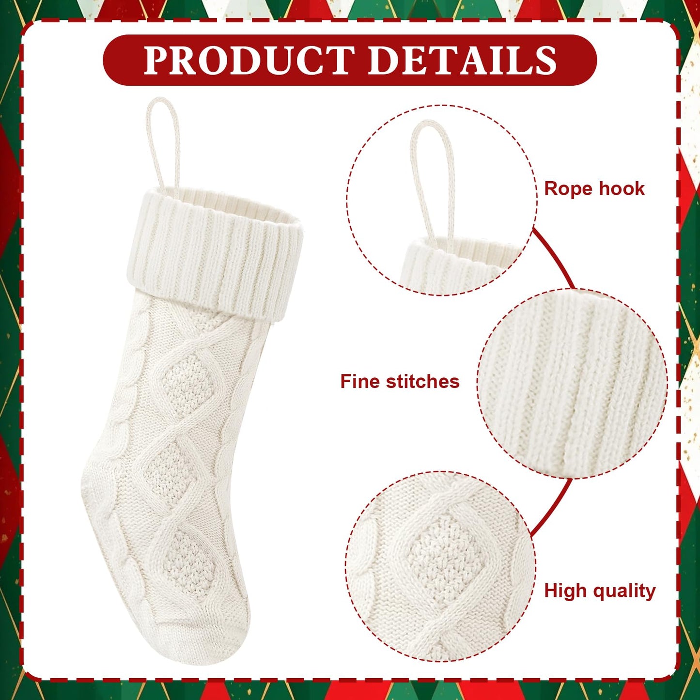 Doitory Christmas Stockings 18 Inches,Knitted Socks Christmas Decoration
