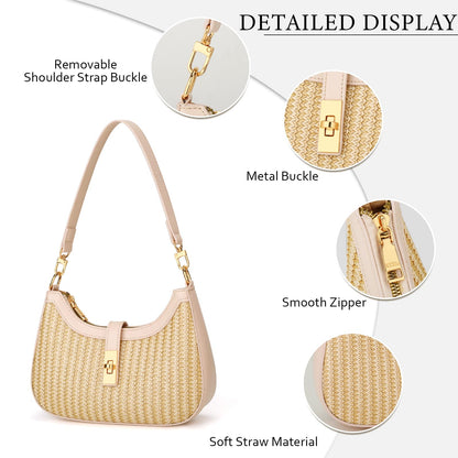 KKXIU Shoulder Bag for Women Cute Hobo Handbag and Vegan Leather Retro Small Clutch Purse with Zipper Closure