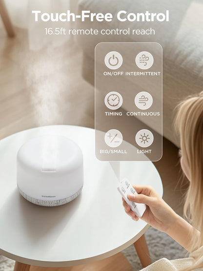 InnoGear Aromatherapy Diffuser & 10 Essential Oils Set, 500ml Essential Oil Diffuser with Remote Control Ultrasonic Cool Mist Scent Humidifier Vaporizer Auto-Off Timer for Room Office Home, Yellow