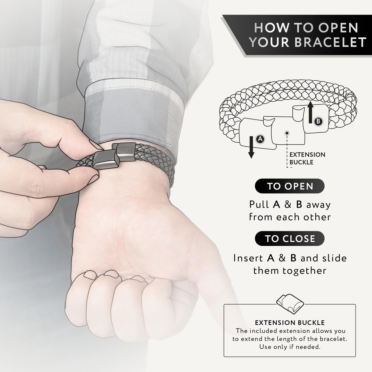 RTZN Black Leather Bracelet for Men Premium Artisan Handcrafted Braided Leather Bracelet Mens (Small)