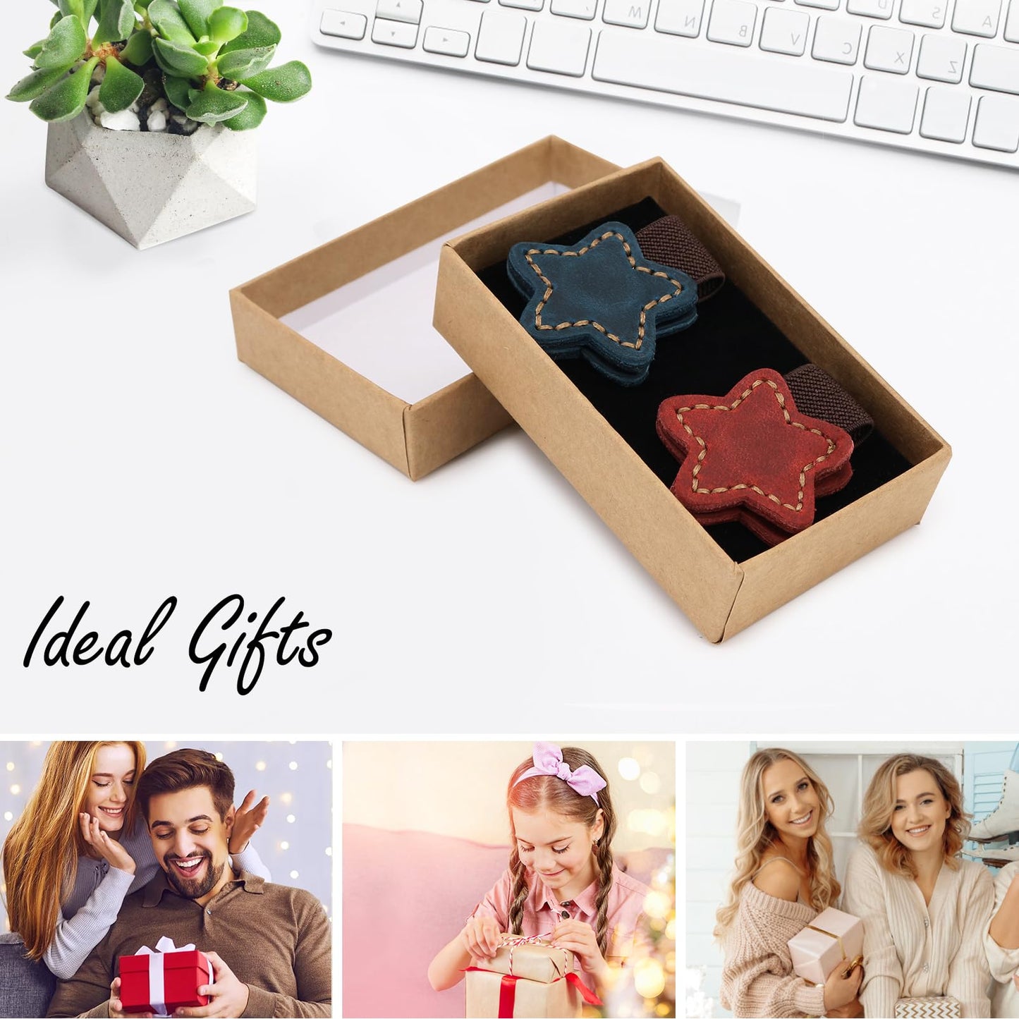 QUYANGCHIFENG 2pcs Magnetic Leather Bookmarks, Handmade Magnet Bookmark, Suitable for Women, Men, Students,Teachers and Other Reading Enthusiasts, Gifts Set for Book Lovers