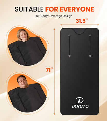 IKRUTO Infrared Sauna Blanket - PU Sauna Blanket for Detox & Relaxation 86℉-176℉ Adjustable, 60 Min Timer, Body Blanket with 5 pcs Detox Wrap & Portable Carring Bag at Home Sauna