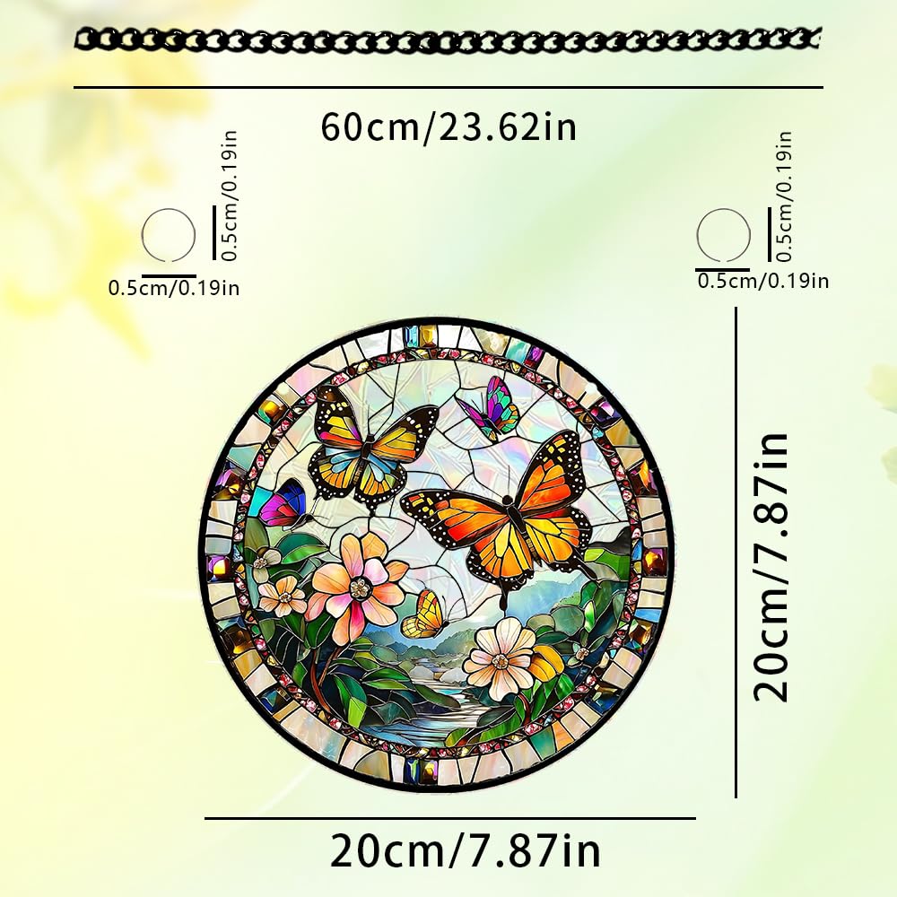 8 Inch Sun Catchers Indoor Window, Acrylic Rainbow Suncatcher Window Hanging Decoration for Living Room Bedroom Summer Home Balcony Ornaments Decoration (207 Butterfly)