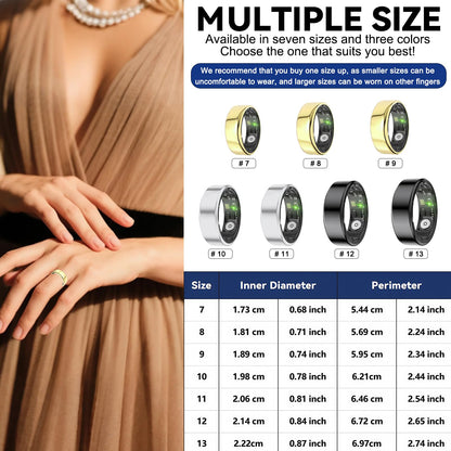 Smart Rings for Women Men,Fitness Tracker Ring,Heart Rate,Blood Oxygen,Blood Pressure,Step Tracker,Sleep Monitoring,No Subscription Fee,IP68 Waterproof Smart Ring for iphone&Android(Silver 9)