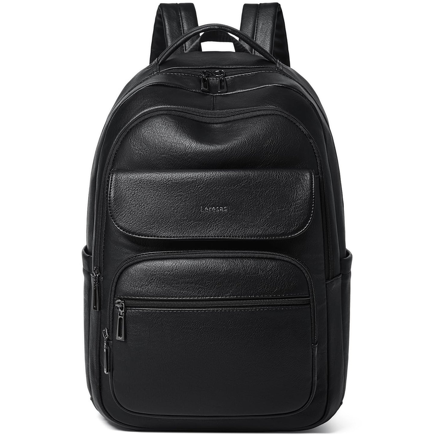 Leresas 37L Backpack Purse for Women Mens Work Travel Teacher Back Pack Laptop Business Vegan Leather Backpack Fashion College Computer Bag Black