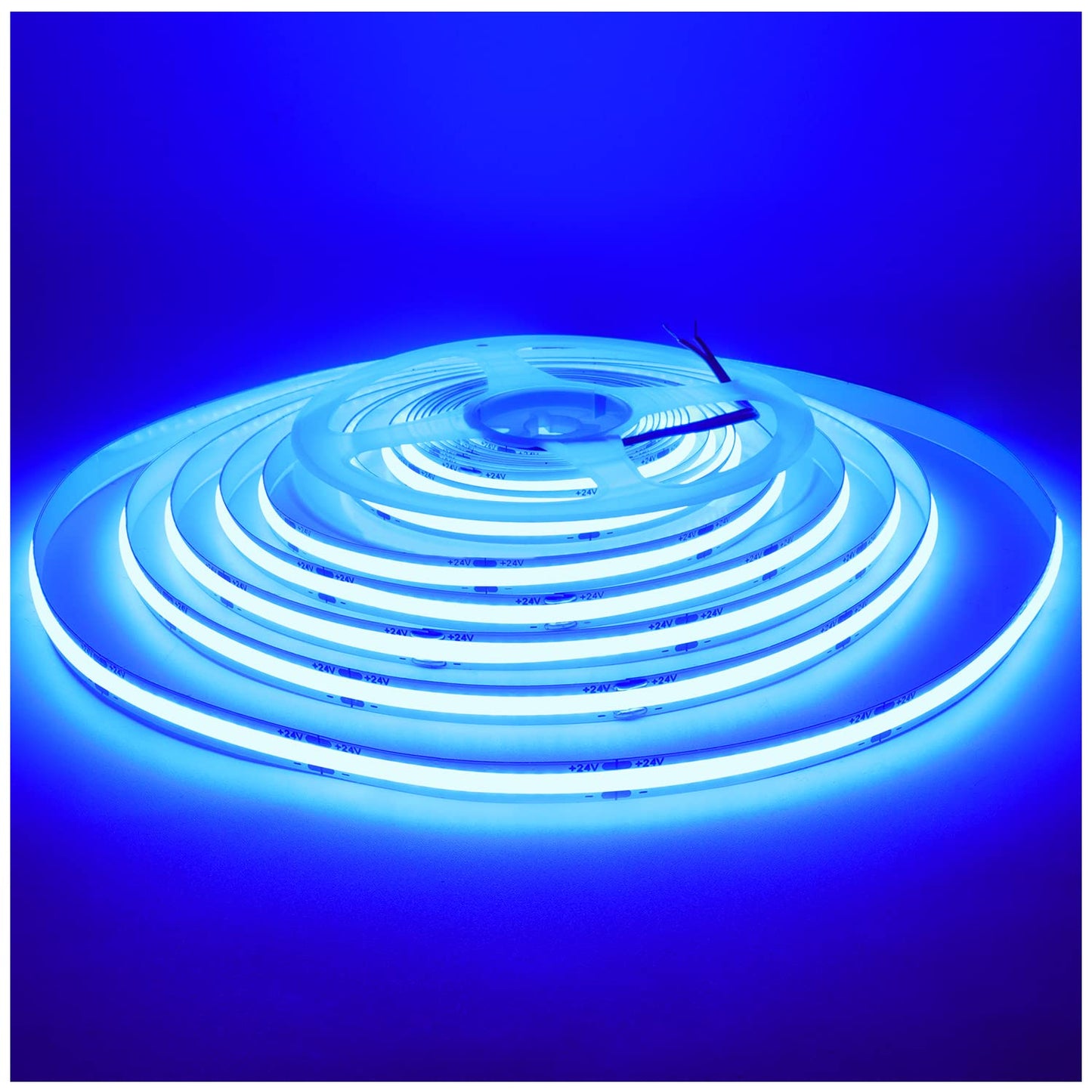 Tesfish LED Strip Lights 24V, Band COB Blue 16.4ft 320 LEDs/M Total 1600 LEDs Flexible Neon Light Strips for Party, Counter, Shelf, Home Decor