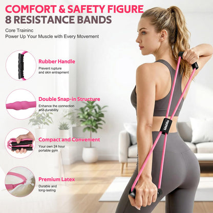 WALITO 15 PCS Pilates Kit, Adjustable Pedal Resistance Band with Handle, Figure 8 Resistance Band for Exercise Women, At Home Workout Equipment Set with Yoga Ball & Booty Bands for Full Body Gym