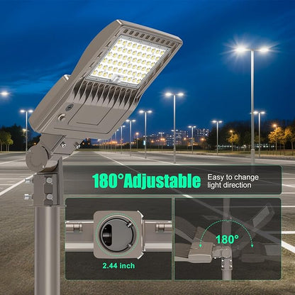 BBESTLED 200W Parking Lot Lights Slip Fitter UL DLC Listed 28000LM IP65 5000K Commercial Area Street LED Shoebox Pole Light 100-277VAC Input Brown, 200W/160W/120W LED Sport Court Light Outdoor