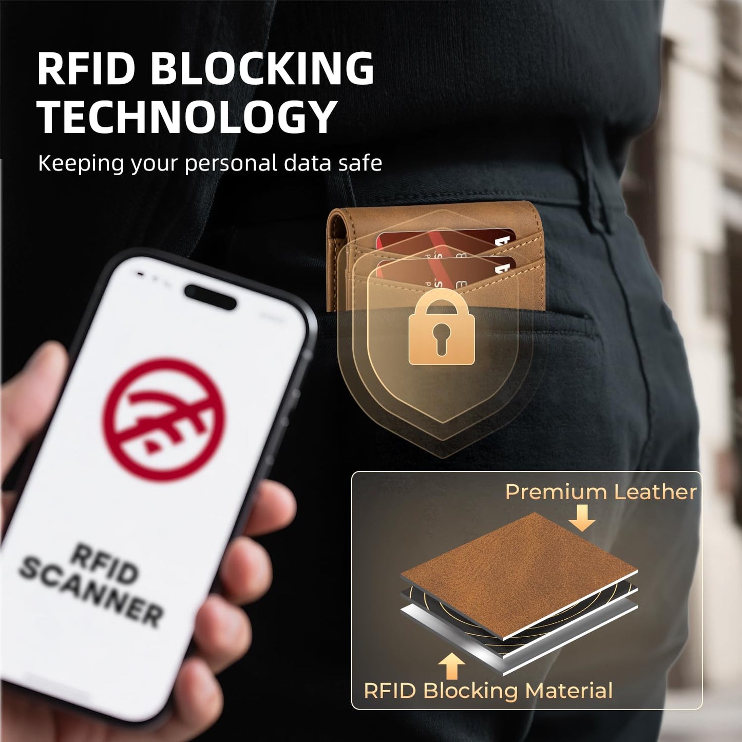 RUNBOX Wallet for Men - Slim Rfid Leather Bifold 2 ID Window With Gift Box Men's Accessories