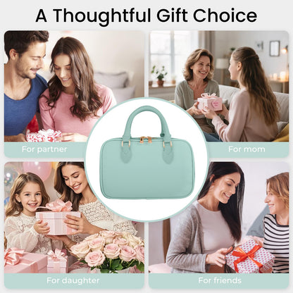 Travel Makeup Bag for Women Fashion Large Capacity Pouch Open Flat Cosmetic Portable Organizer Waterproof Large Opening Storage Toiletry Bags Vertical Free-Standing Brush Holder for Easy Access Blue