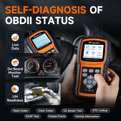 FOXWELL NT630 Plus OBD2 Scanner with ABS and SRS, 2025 ABS Auto Bleed Scan Tool Brake SRS Scanner Live Data, Car Code Reader Diagnostic Tool Bidirectional Scanner with SAS Oil Light