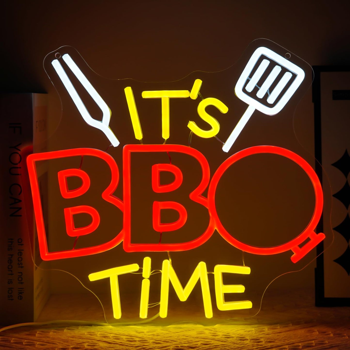 Virlusy It's BBQ Time Neon Sign for Room Decor Dimmable Barbecue Led Lights Signs Neon Light for Wall Decor Home Bar Restaurant Party Man Cave Beer Pub Camping Decoration Gifts