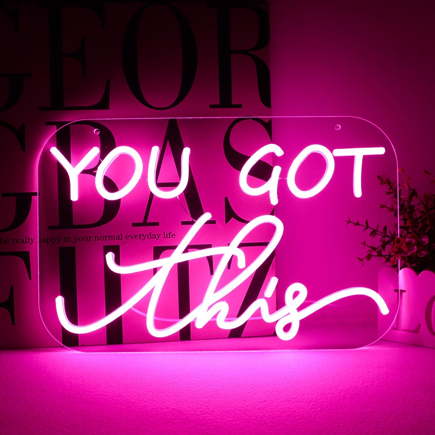 TOPQUALI You Got This Neon Sign,You Got This Sign,You Got This Wall Decor, Led Pink Quotes Motivational Neon Sign for Gym,Office Teamwork,Home Family Sayings,Gifts 16.1 * 10.4Inch