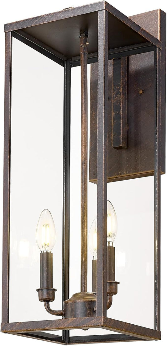 Bestshared Outdoor Wall Lantern, 24 Inch Tall Large Exterior Wall Lighting Fixtures with Clear Glass, Anti-Rust Transitional Outside Lantern Lamp for House Front Porch Doorway Patio (Rust, 24"-1 Pack)