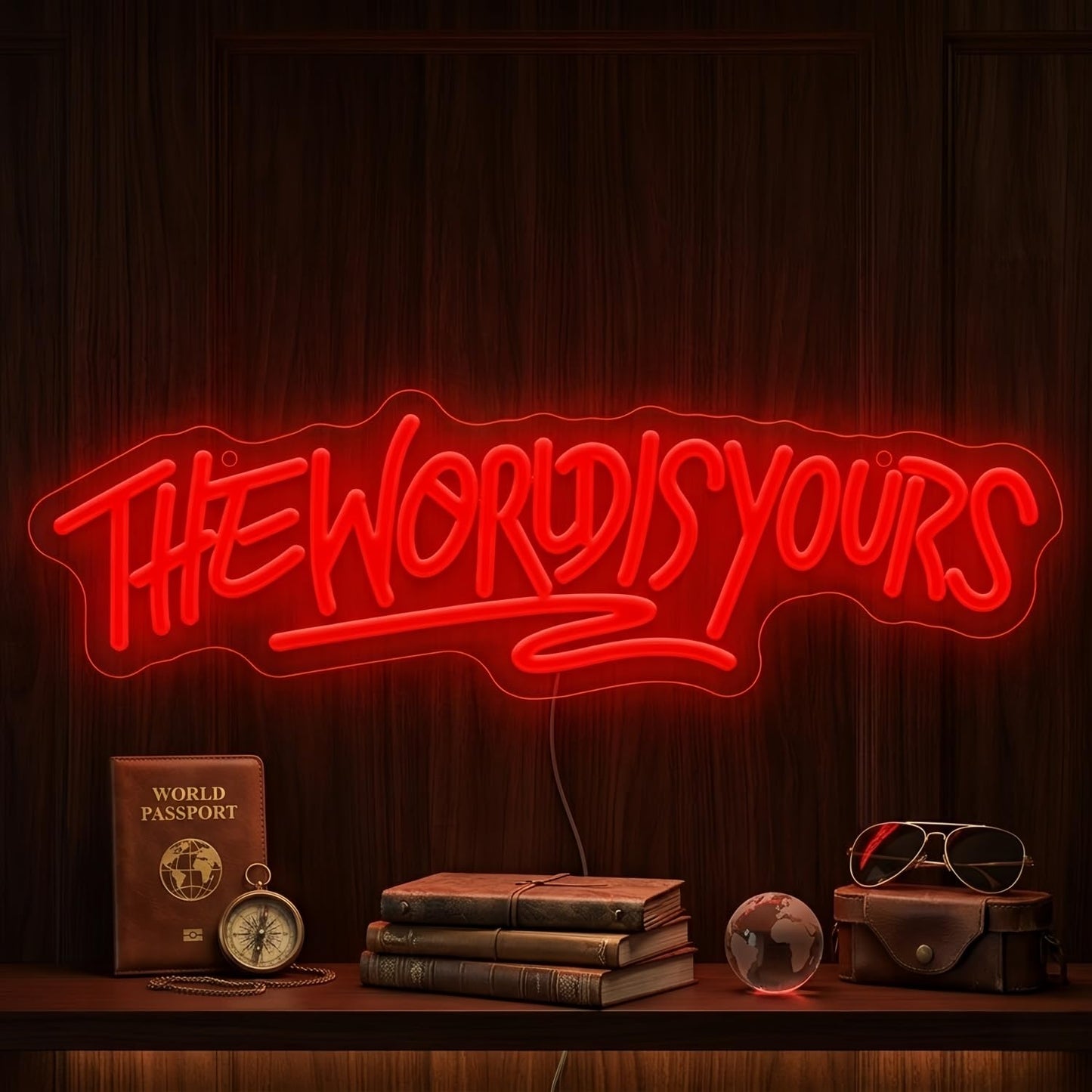 The World Is Yours Neon Sign, Bright Motivational LED Wall Light, The World Is Yours Neon Sign LED Sign for Bedroom, Game Room, Office, Bar — Aesthetic Neon Signs for Wall Decor