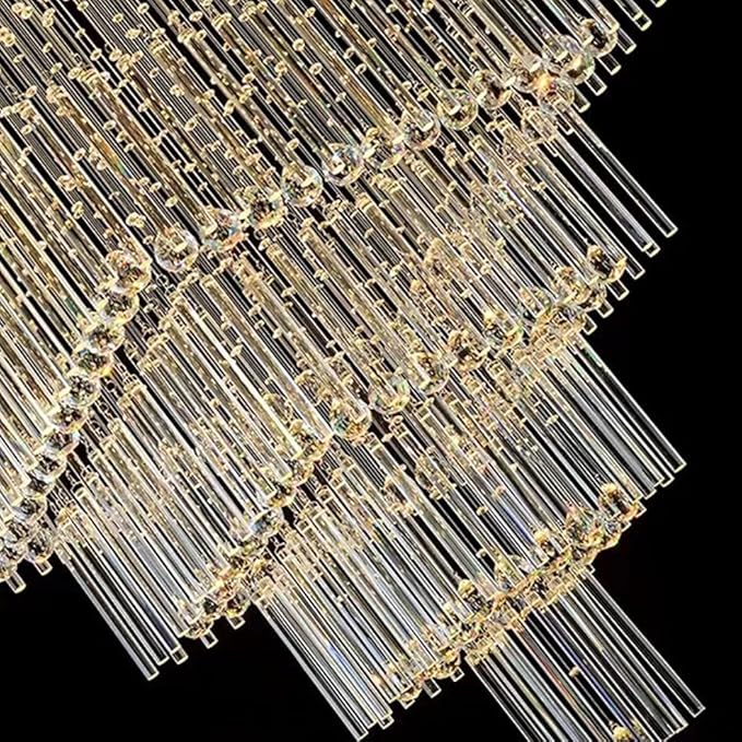 Flashing God D40''X H100'' Large Chandeliers for High Ceilings Crystal Raindrop Chandeliers 5 Tiers Chandelier Big Pendant Light Fixture for Living Room Entry Stairwell Staircase