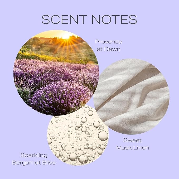 Lavender Candle - 9.7 oz /275g Lavender Scented Candle in Purple Glass Jar with Wooden Lid and Wooden Crackling Wick in a Luxurious Gift Box - Gentle, Tranquil and Relaxing