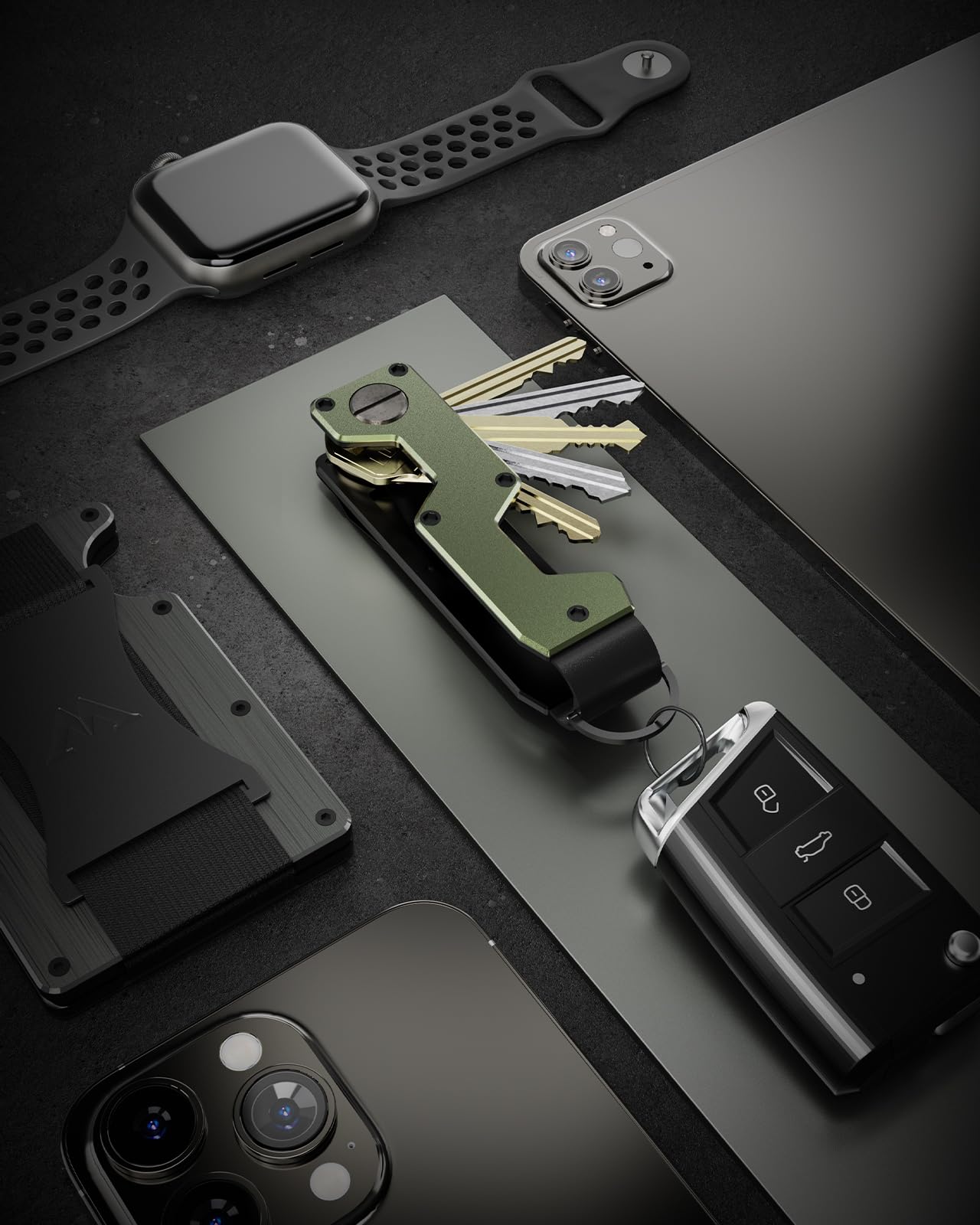 MINBERAND Key Organizer Compact Key Holder Metal Key Chain Minimalist key case key holder for keychain Secures 1-5 Keys