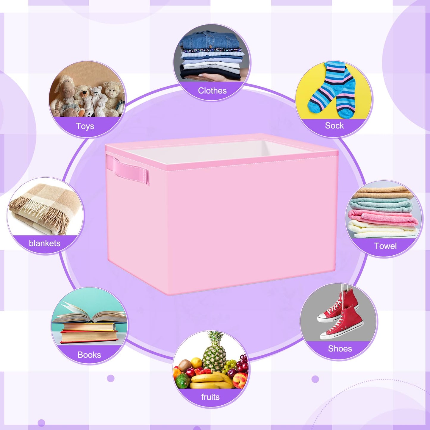 Boao 3 Pack Fabric Storage Bins for Shelves, Pastel Canvas Storage Baskets with Handles, Collapsible Closet Organizer Bins for Clothes Toys Books Laundry Nursery Bedroom