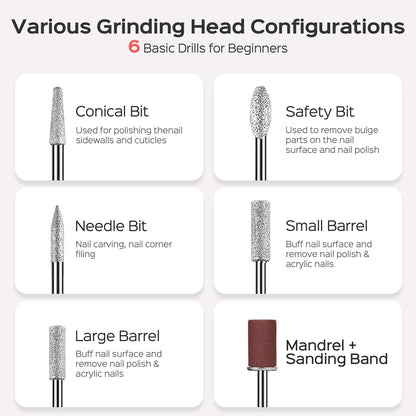 COSLUS Cordless Electric Nail Drill File: Nail Drill Machine with Stepless Speed Knob for Acrylic Gel Dip Powder Polish, Professional Portable Manicure Pedicure Rechargeable for Home Salon Use Purple