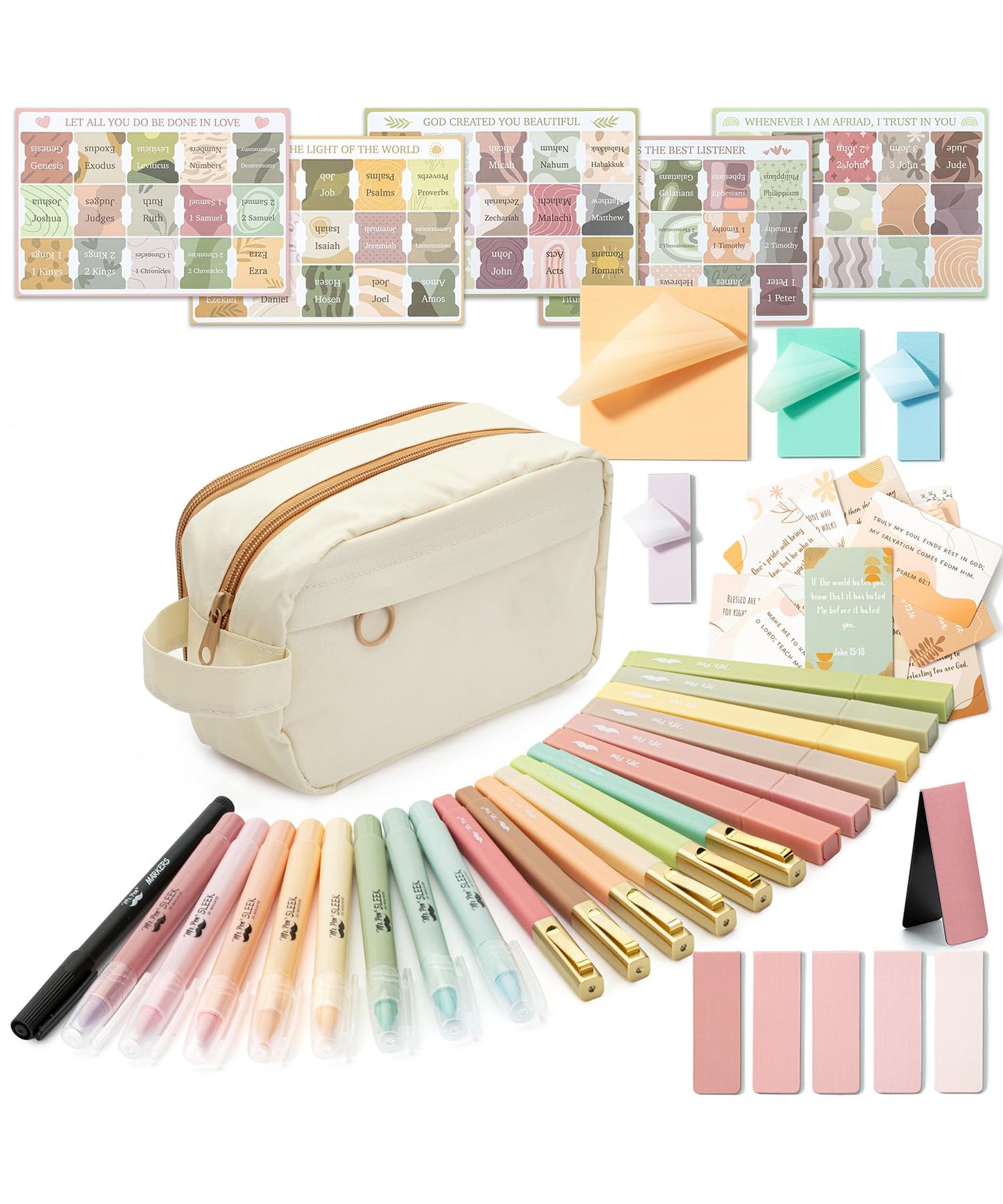 Mr. Pen- Bible Journaling Kit for Women, Bible Highlighters and Pens No Bleed, Pencil Case, Fineliner, Prayer Cards, Tabs, Magnetic Bookmarks, Transparent Sticky Notes, Mothers Day Gift