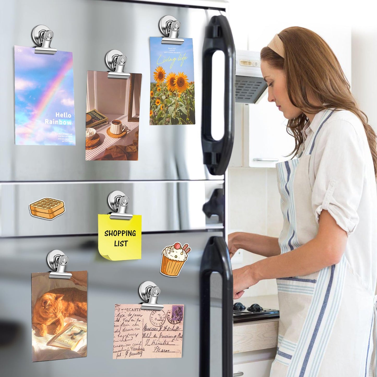 WUDIME 20 Pack Fridge Magnet Refrigerator Magnets, Strong Magnetic Clips, Heavy Duty Clip Magnets for Photo Displays, Whiteboard Magnets for Home, Office, Classroom, Job Ticket Holders