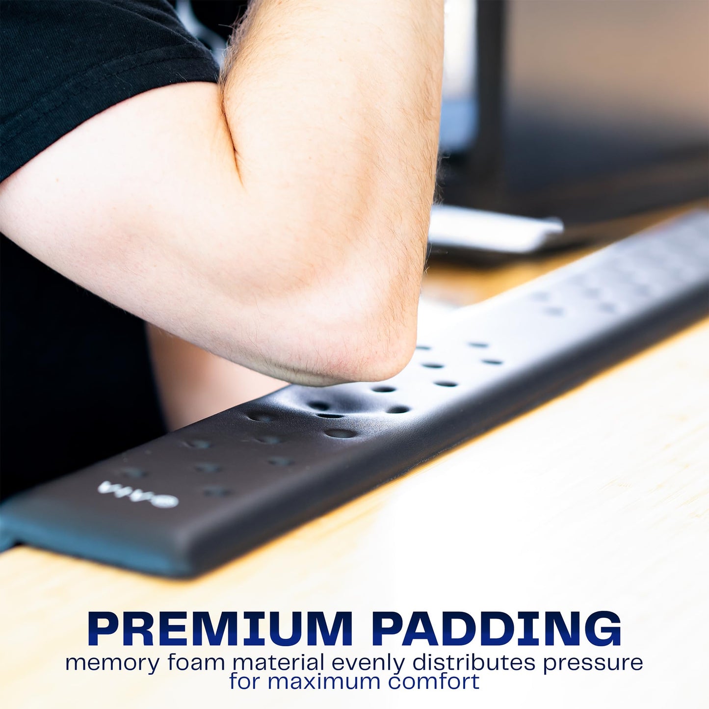 VIVO Ergonomic Long 30” Wrist Pad, Non-Slip Memory Foam Arm Rest for Desk, Elbow Cushion with L-Shaped Edging, Black, DESK-WR30