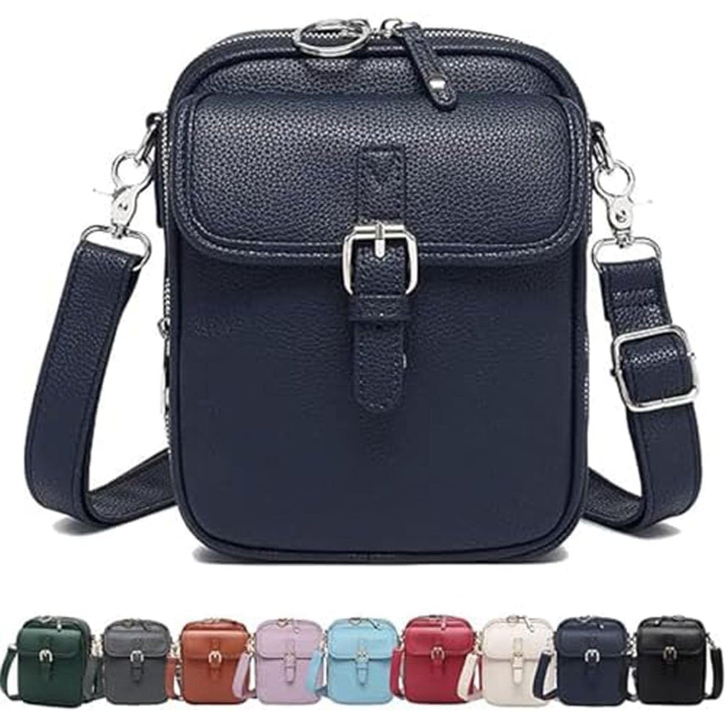 Leather Crossbody Bag for Women - 2025 Vintage Anti-Theft Messenger Bag with Double Layer Large Capacity, Built-in Purse Card Slots,Retro Faux Leather Shoulder Sling Bag for Travel (Dark Blue, Large)