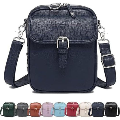Leather Crossbody Bag for Women - 2025 Vintage Anti-Theft Messenger Bag with Double Layer Large Capacity, Built-in Purse Card Slots,Retro Faux Leather Shoulder Sling Bag for Travel (Dark Blue, Large)