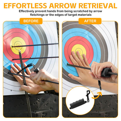 3 Pack Archery Arrow Puller Target Remover Gripper, Rubber Arrow Puller Tool with Belt Clip, Hand Saver Arrow Puller Gripper Archery for Practice Shooting, Black