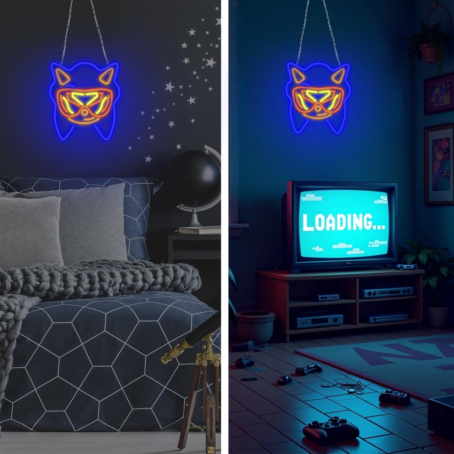 Babymiu Blue Cute Animal Led Lamp Neon Sign Room Decor. Cartoon Christmas Gifts Merch Party Supplies for Sign Wall Art Decoration Acrylic USB Powered Unique Night Light Living Kids Room Shop Bar