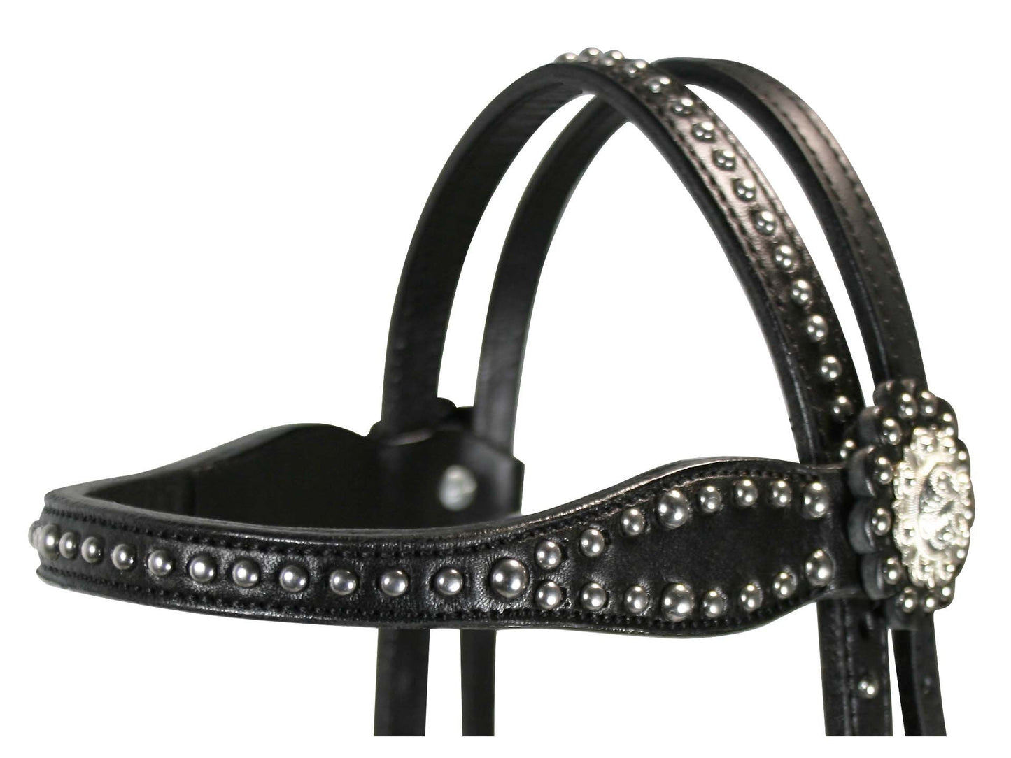 Tahoe Tack Leather Starry Night Studded Horse Headstall & Matching Reins, Black, Full Horse (17-1736-BK)