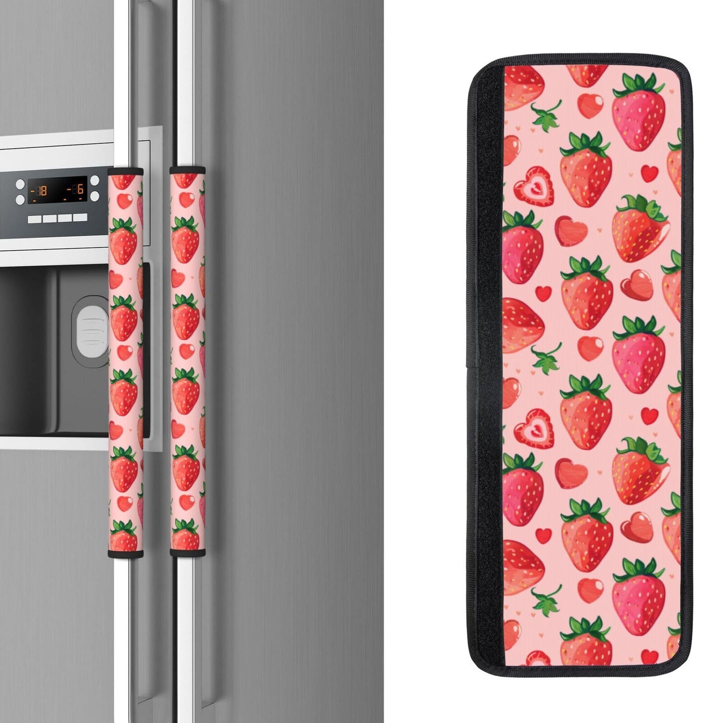 Buyidec Refrigerator Door Handle Covers Love Fruit Strawberry Fridge Handle Cover Washable Dishwasher Microwave Fridge Oven Door Decor Handle Cover Keep Your Kitchen Appliances Clean